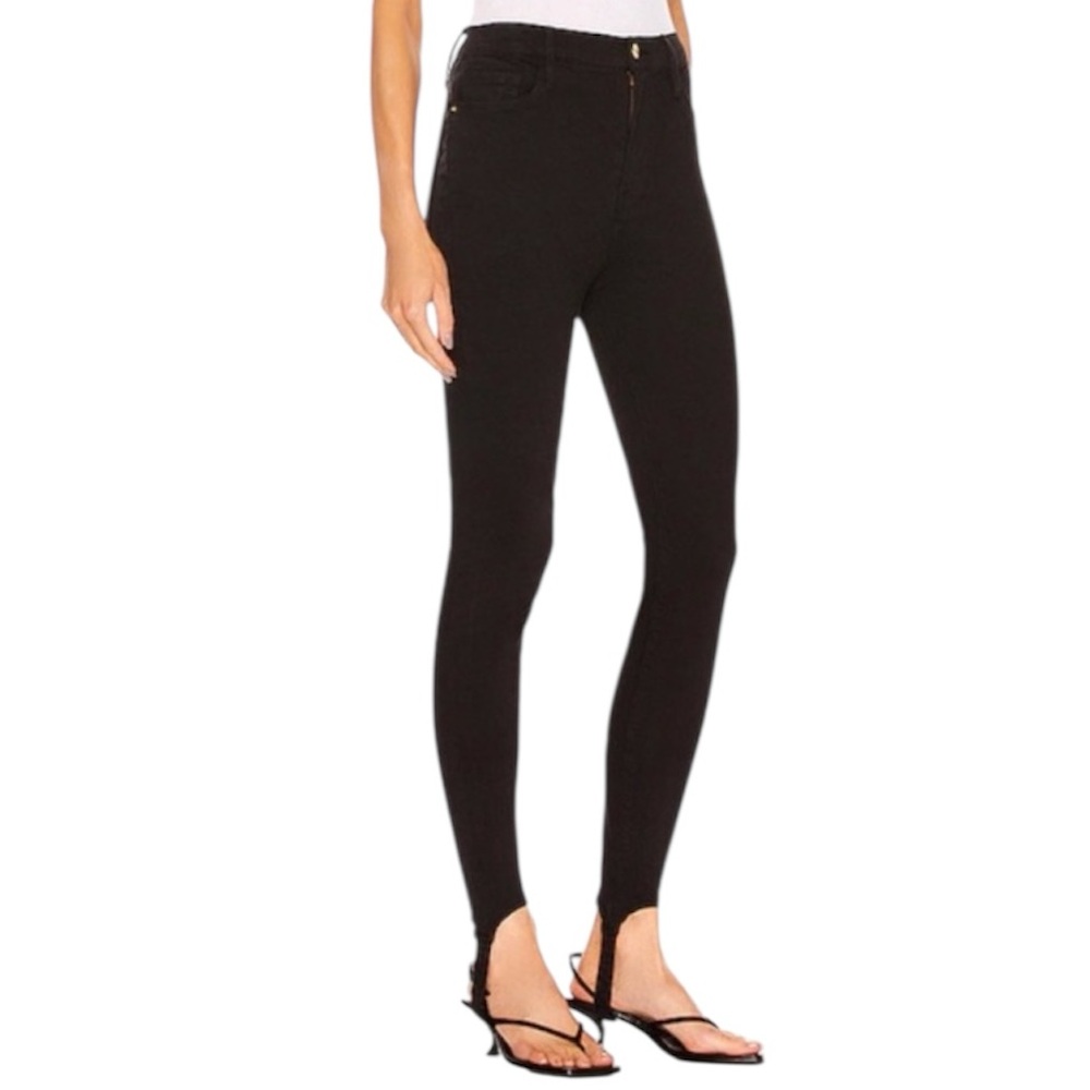 FRAME Le Pixie Ali High Waist Cigarette Stirrup Jeans Black Size 26 NWT